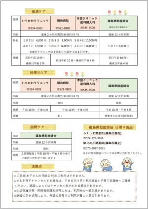 産後ケア事業チラシ裏面